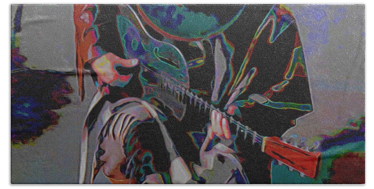 Stevie Ray Vaughan Hand Towel featuring the painting Stevie Ray Vaughan SRV by Fli Art