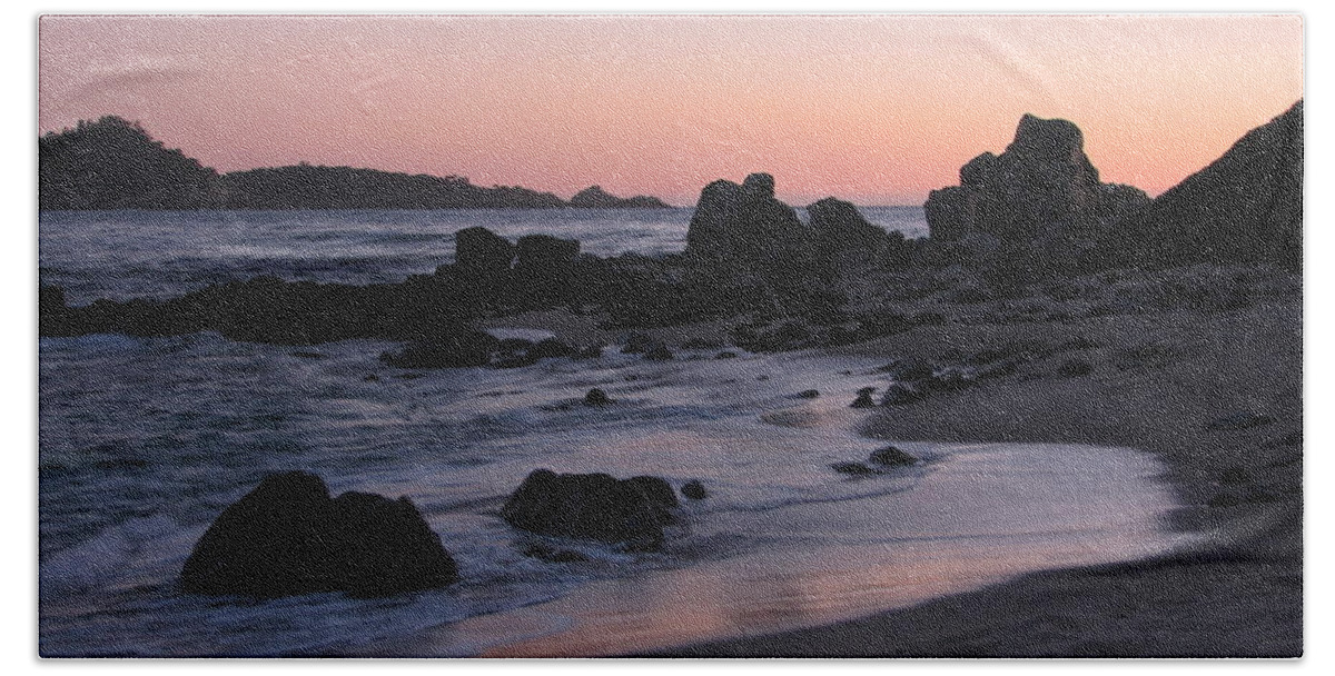 Carmel Hand Towel featuring the photograph Stewart's Cove at Sunset by James B Toy
