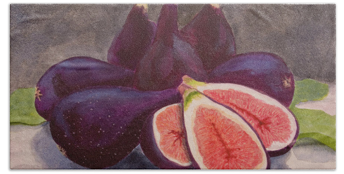 Figs Bath Towel featuring the painting Still Life No.5 by Mike Robles