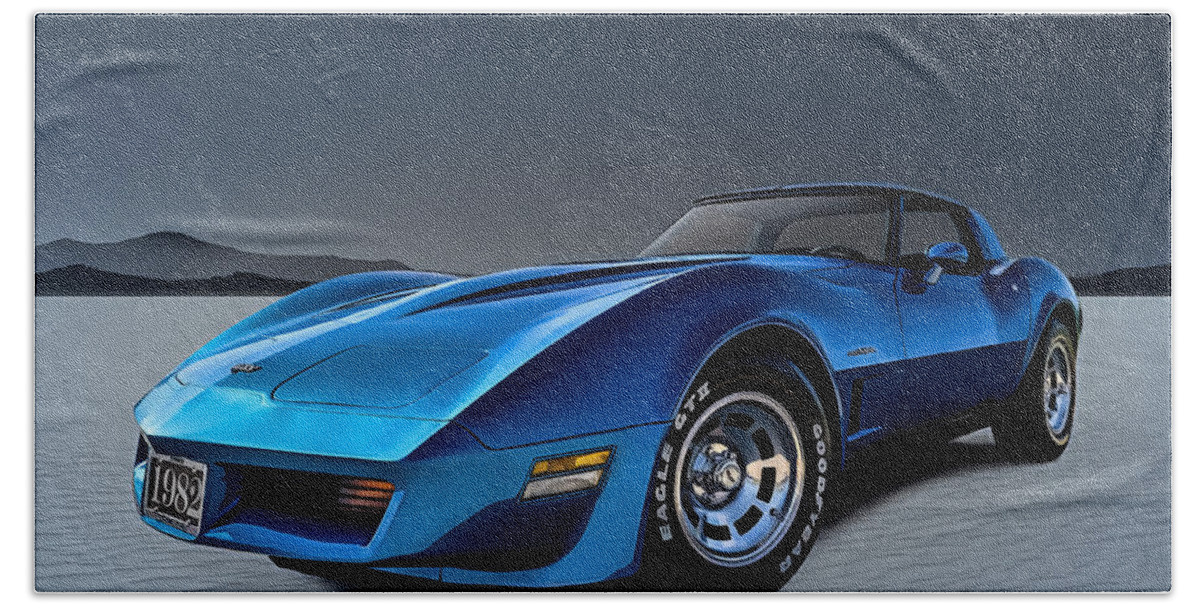 Corvette Bath Sheet featuring the digital art Stingray Blues by Douglas Pittman