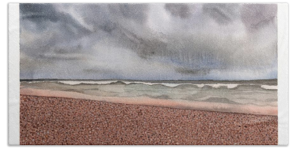 Beach Bath Sheet featuring the painting Stinson Beach by Hilda Wagner