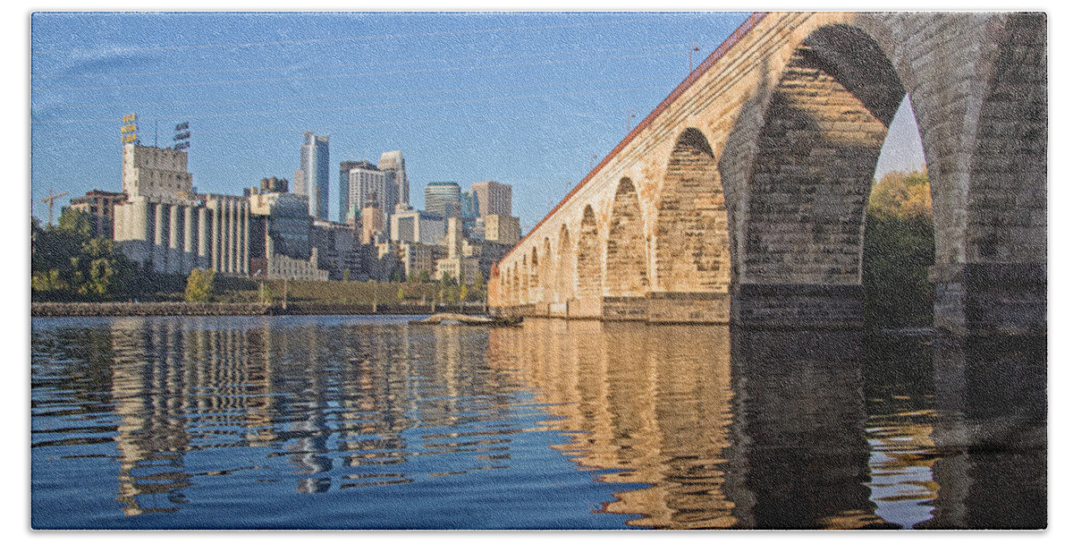 Stone Arch Bridge Bath Towel featuring the photograph Stone Arch by Day by Angie Schutt