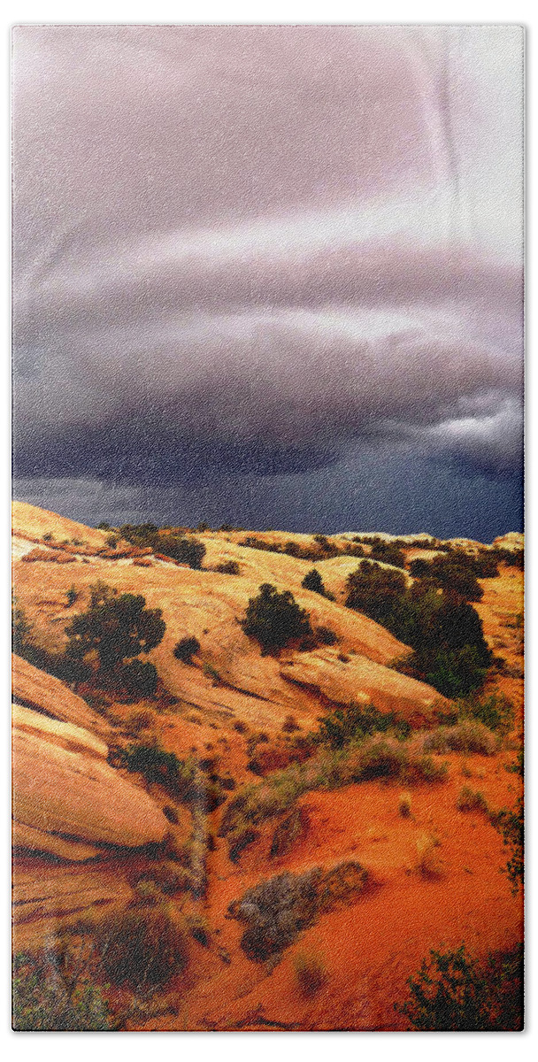 Storm Bath Towel featuring the photograph Storm in the Desert by Tranquil Light Photography