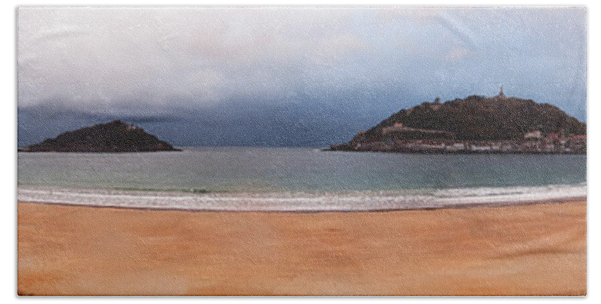 Bay Bath Towel featuring the photograph Stormy day on the beach by Weston Westmoreland
