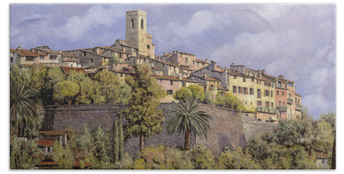 St Paul De Vence Hand Towel featuring the painting St.Paul de Vence by Guido Borelli