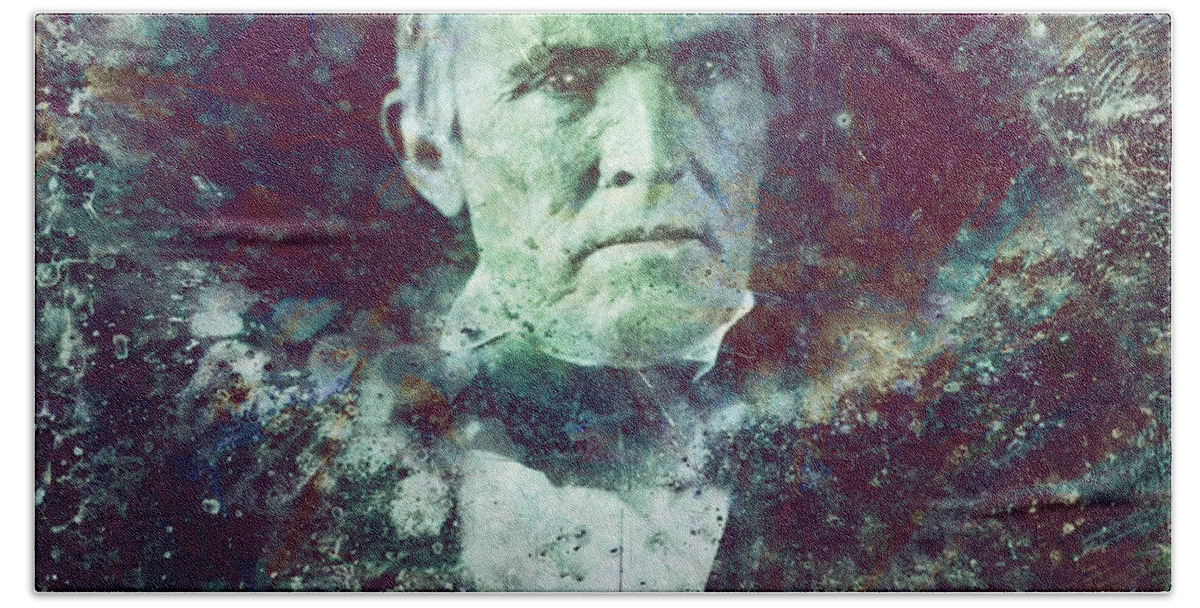 Daguerrotype Hand Towel featuring the painting Strange Fellow 2 by James W Johnson