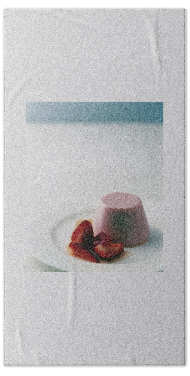 Strawberry Panna Cotta With Strawberry Compote Hand Towel