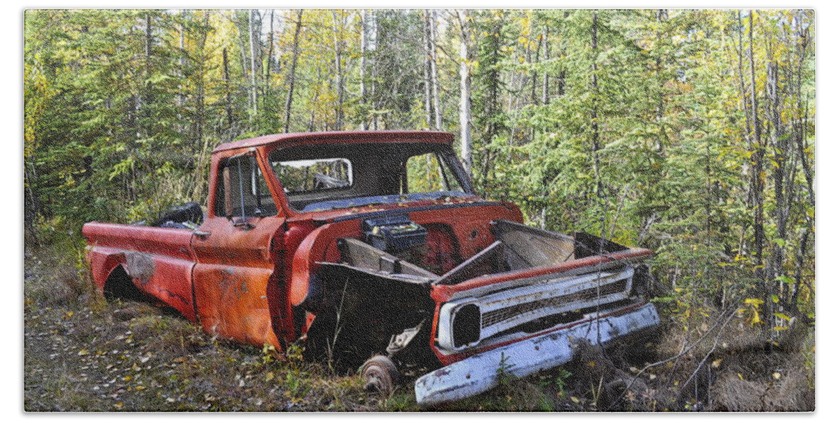 Abandoned Hand Towel featuring the photograph Stripped Chevy by Cathy Mahnke