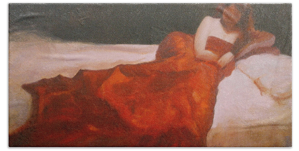 Sensuous Bath Towel featuring the painting Study for Repose by David Ladmore