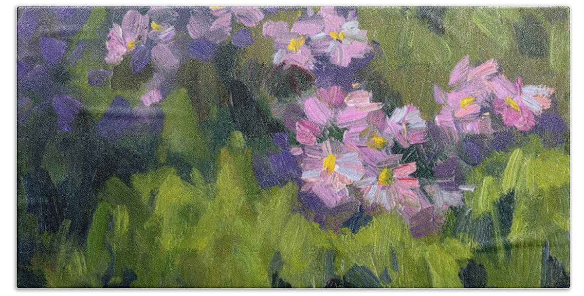 Summer Bath Towel featuring the painting Summer Asters by Diane McClary