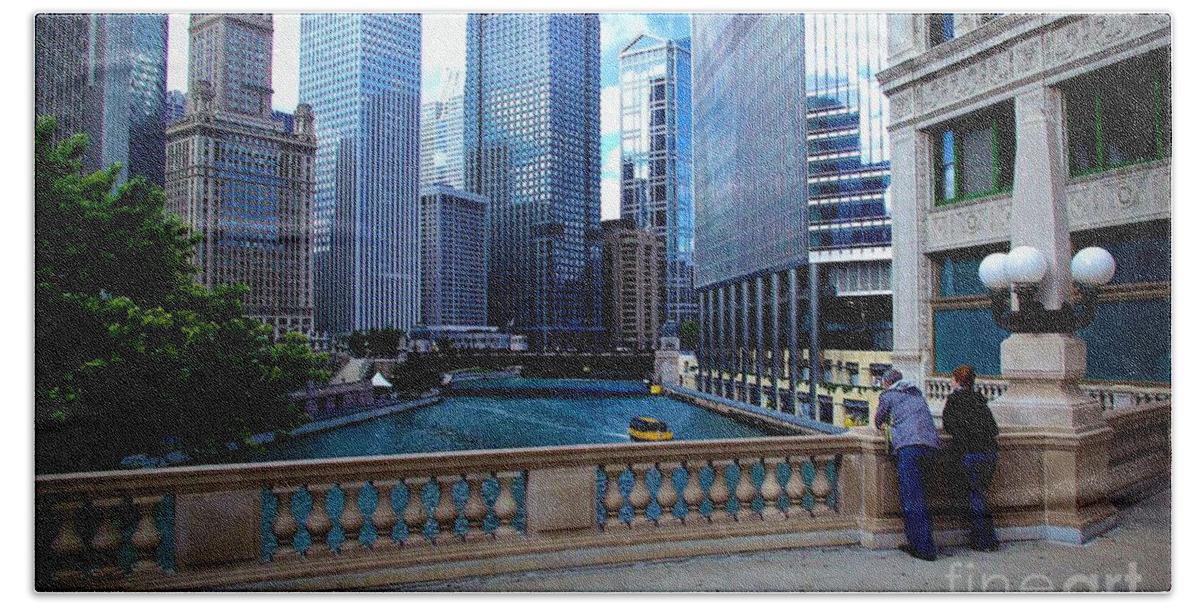 Midwest Hand Towel featuring the photograph Summer Breeze on the Chicago River - Color by Frank J Casella