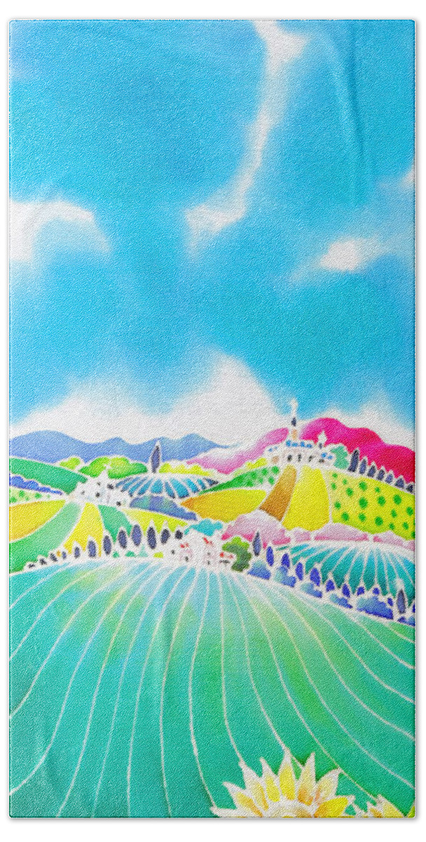 France Bath Towel featuring the painting Summer colors by Hisayo OHTA