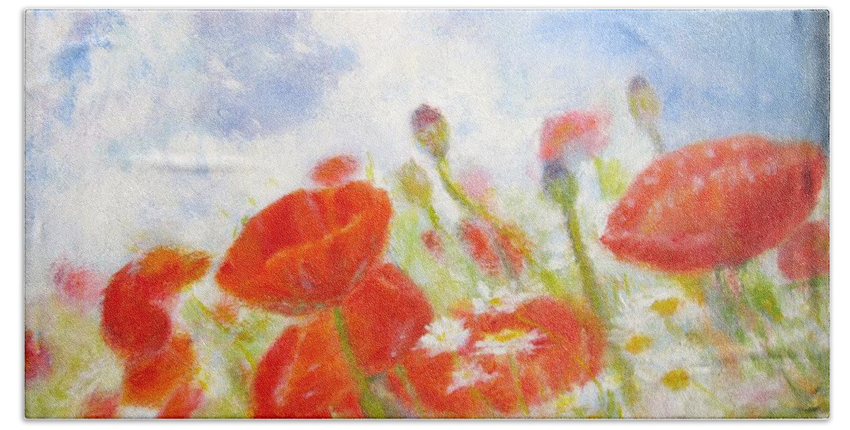 Impressionism Hand Towel featuring the painting Summer Flowers by Glenda Crigger