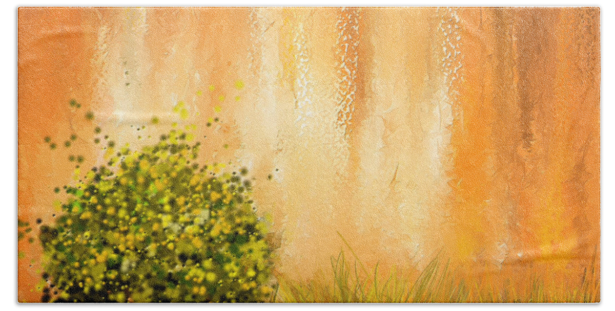 Four Seasons Bath Towel featuring the painting Summer- Four Seasons Wall Art by Lourry Legarde