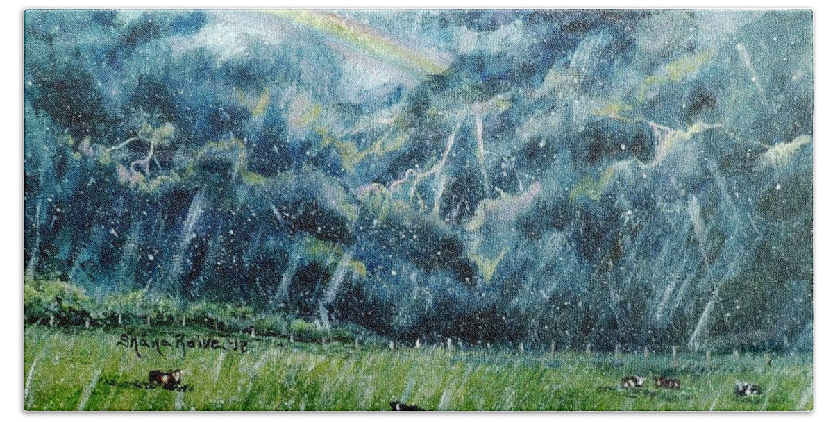 Storm Bath Towel featuring the painting Summer Storm by Shana Rowe Jackson