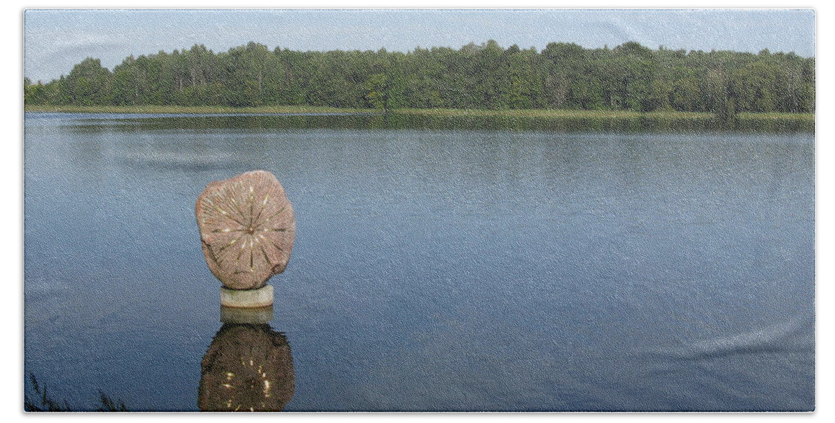 Landscape Hand Towel featuring the photograph Sun in The Lake. Park Vilnoja. Suderve. Lithuania. by Ausra Huntington nee Paulauskaite