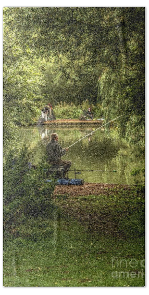 Sunday Fishing Bath Towel featuring the photograph Sunday fishing at the Lake by Jeremy Hayden