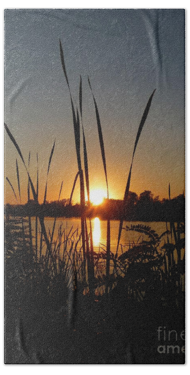 Sundown Bath Towel featuring the photograph Sundown over the Silver Lake by Amalia Suruceanu