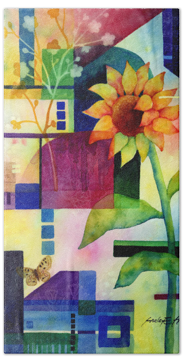 Sunflower Hand Towel featuring the painting Sunflower Collage 2 by Hailey E Herrera