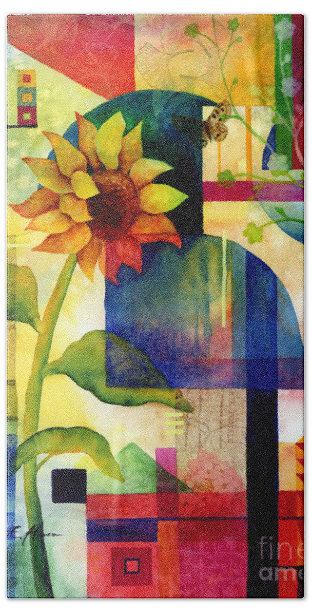 Sunflower Hand Towel featuring the painting Sunflower Collage by Hailey E Herrera