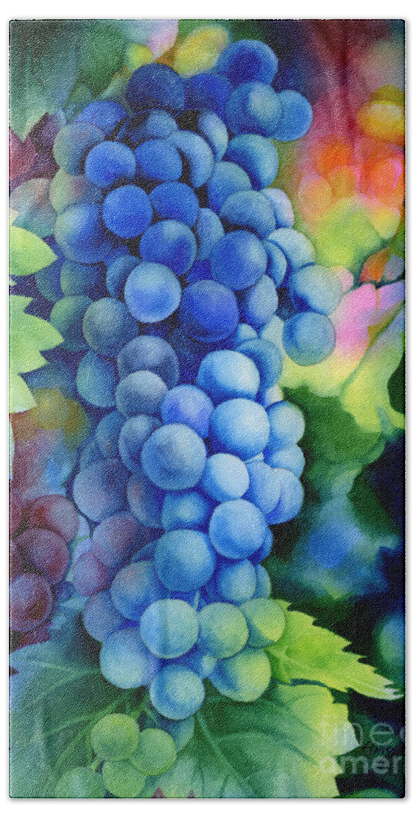 Grapes Hand Towel featuring the painting Sunlit Grapes by Hailey E Herrera