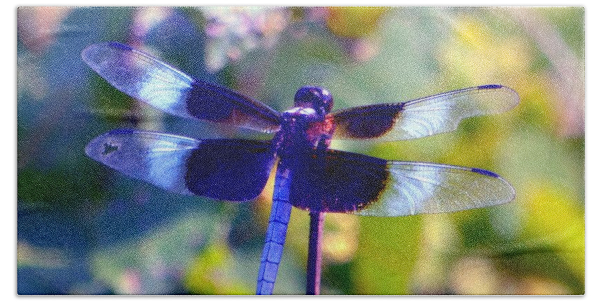 Dragonfly Bath Towel featuring the photograph Sunning Dragonfly by Deena Stoddard