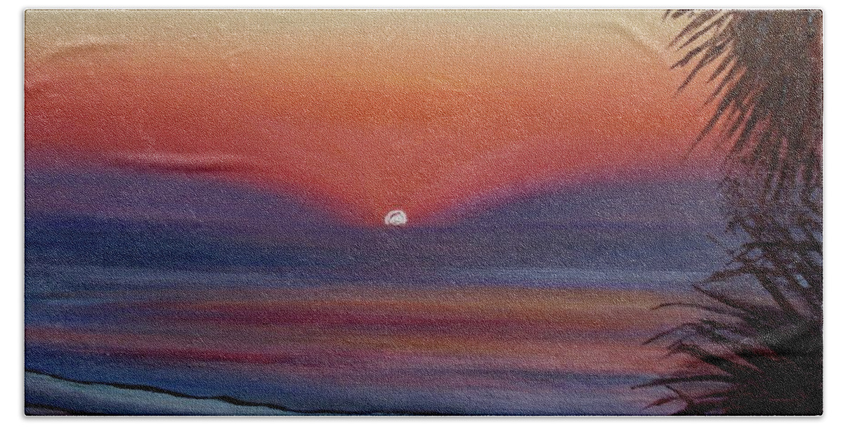 Beach Bath Towel featuring the painting Sunrise Glow by Donna Tuten