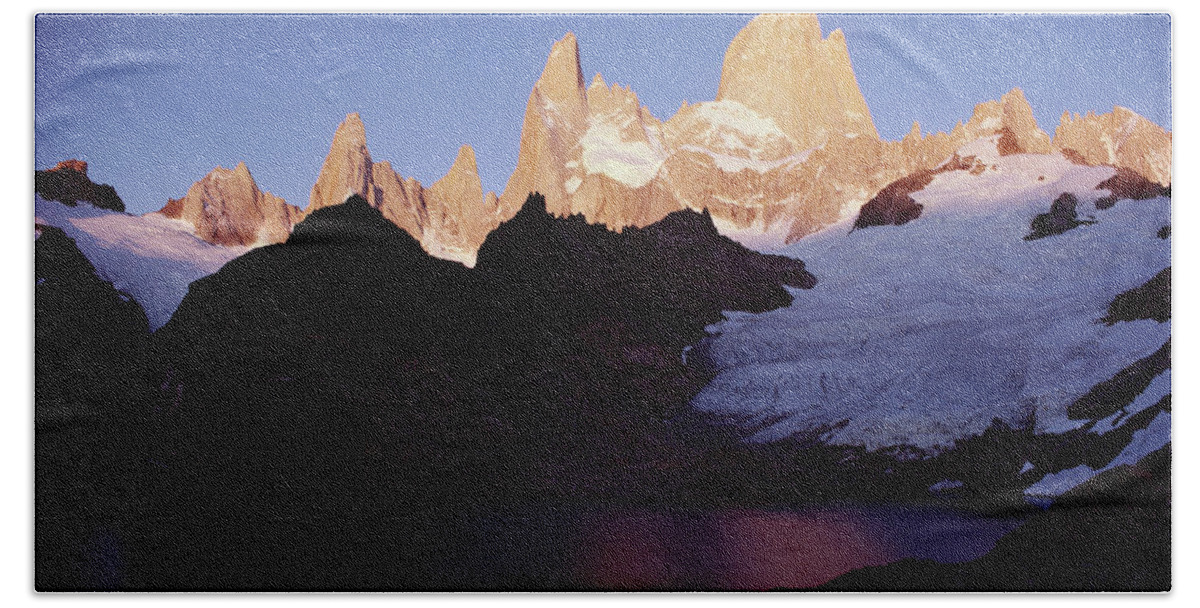 Feb0514 Hand Towel featuring the photograph Sunrise Glow On Fitzroy Massif Los by Tui De Roy