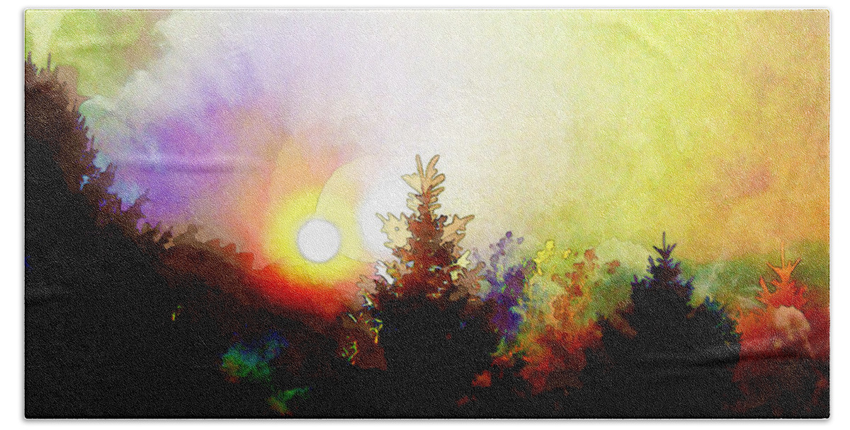 Sun Bath Towel featuring the digital art Sunrise In The Forest by Phil Perkins