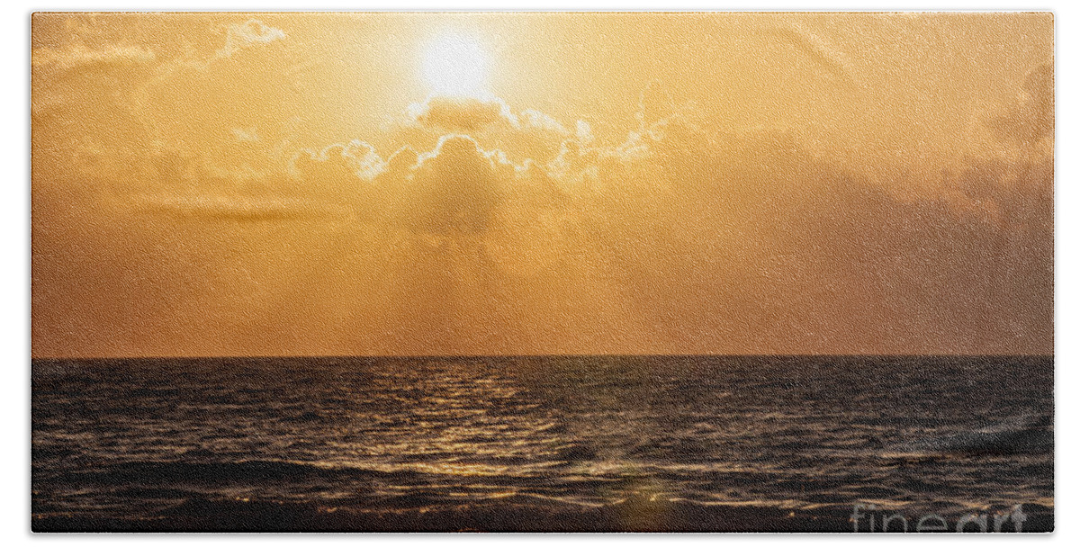 Cancun Hand Towel featuring the photograph Sunrise Over The Caribbean Sea by Bryan Mullennix