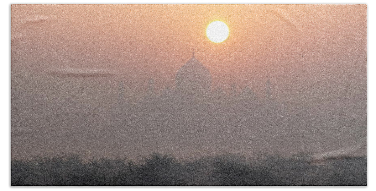 Taj Mahal Bath Towel featuring the photograph Sunrise over the Taj by Elena Perelman