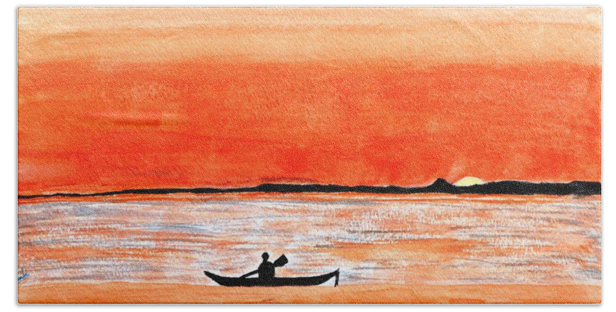 Sunrise Hand Towel featuring the painting Sunrise Sail by Sonali Gangane