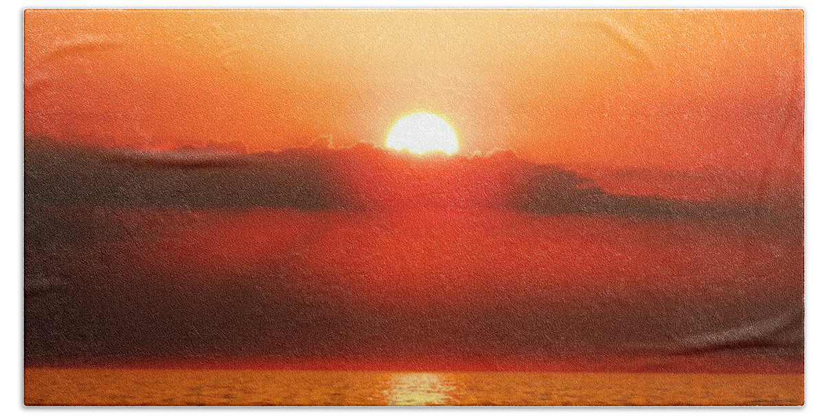 Sunset Bath Sheet featuring the photograph Sunset Ablaze by Terri Waselchuk