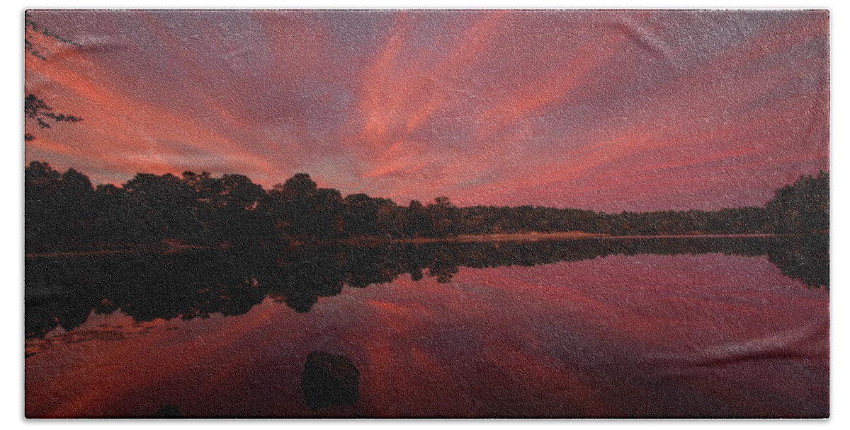 Sunset Bath Towel featuring the photograph Sunset at the Pond by Brian MacLean
