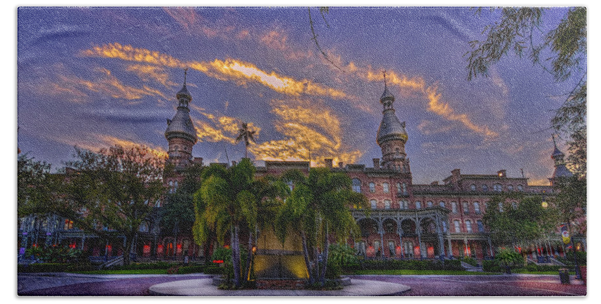 University Of Tampa Bath Towel featuring the photograph Sunset at U.T. by Marvin Spates