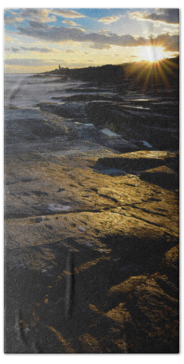 Beavertail Bath Towel featuring the photograph Sunset Beyond by Lourry Legarde