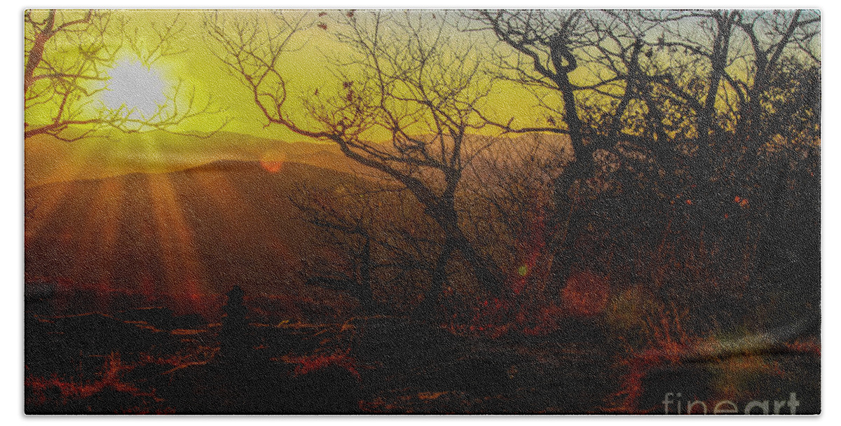Blood Mountain Bath Towel featuring the photograph Sunset from Blood Mountain by Barbara Bowen