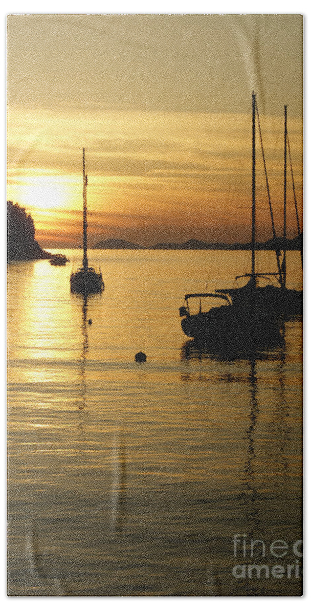 Sunset Bath Towel featuring the photograph Sunset In Cavtat by David Birchall