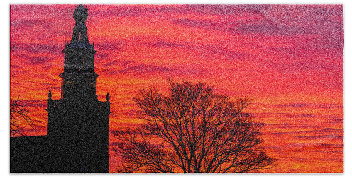 Gouda Hand Towel featuring the photograph Sunset in Gouda-1 by Casper Cammeraat