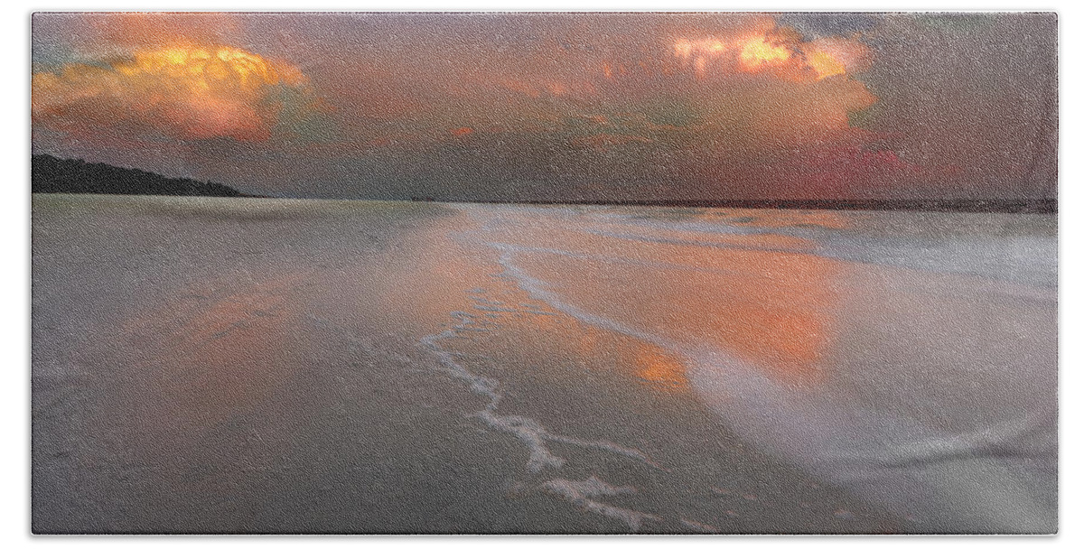 Atlantic Ocean Hand Towel featuring the photograph Sunset on Hilton Head Island by Peter Lakomy
