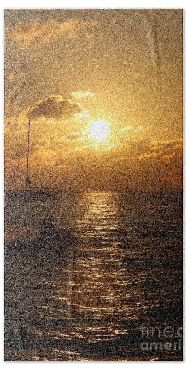 Sunset Bath Towel featuring the photograph Sunset Over Key West by Christiane Schulze Art And Photography