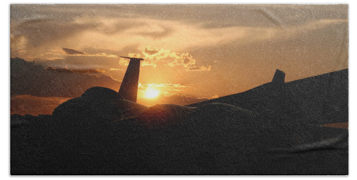 B-47 Hand Towel featuring the photograph Sunset on the cold war by David S Reynolds