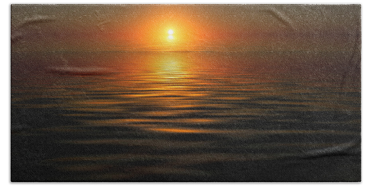Sunset Over The Gulf Bath Towel featuring the photograph sunset on the Gulf by Kevin Cable