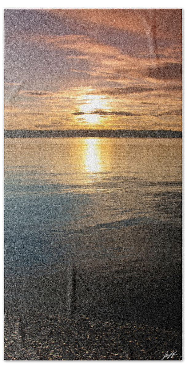 Beauty In Nature Bath Towel featuring the photograph Sunset Over Puget Sound by Jeff Goulden