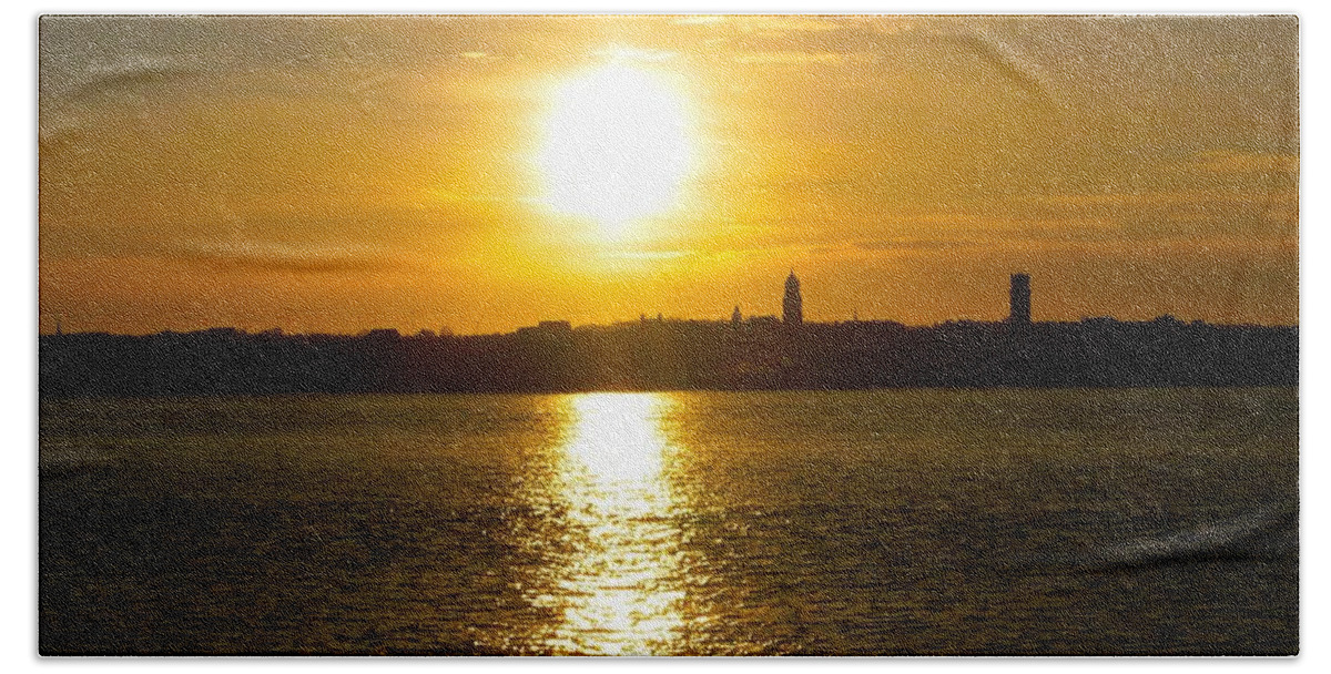 Albert Dock Bath Sheet featuring the photograph Sunset Over The Mersey by Joan-Violet Stretch