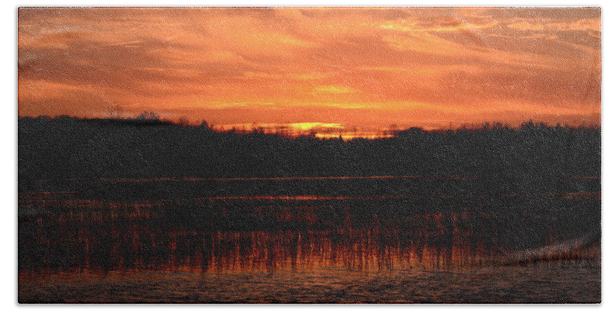 Nature Bath Towel featuring the photograph Sunset Over Tiny Marsh by David Porteus