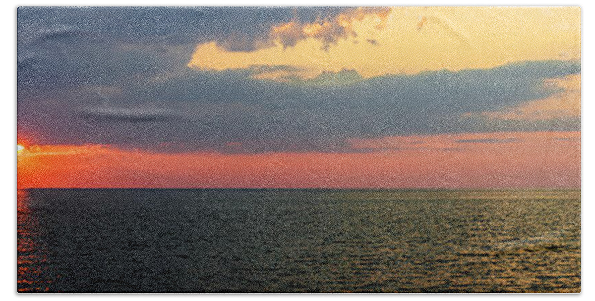 Sky Bath Towel featuring the photograph Sunset panorama over Atlantic ocean by Elena Elisseeva