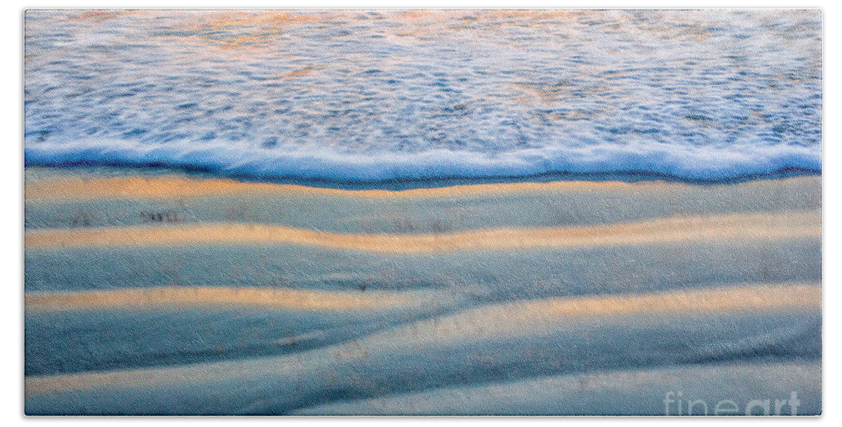 Ocean Bath Towel featuring the digital art Sunset Surf by Georgianne Giese