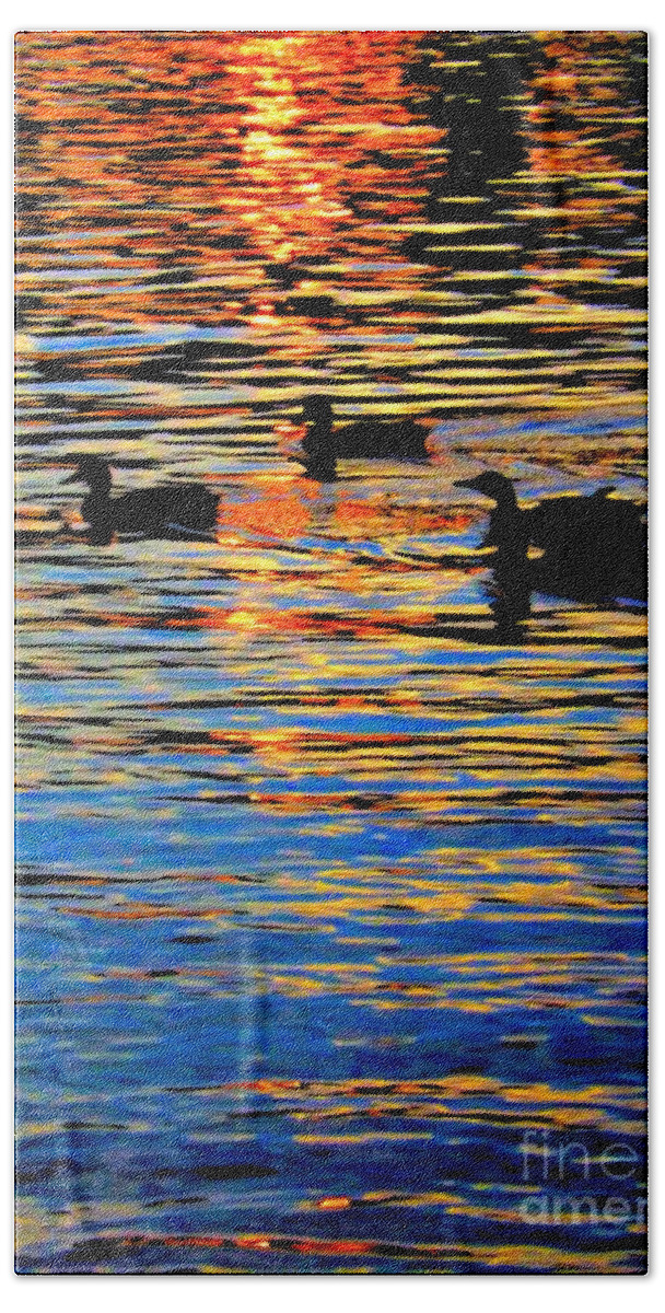 Sunset Bath Towel featuring the photograph Sunset Swim by Robyn King