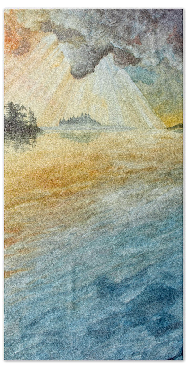 Watercolor Hand Towel featuring the painting Superior Remembered II by Helen Klebesadel